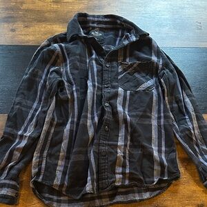 Hollister Dark Plaid Button-Up Shirt
